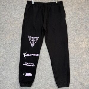 Playa Society Valkyries Jogger Sweatpants Adult Large Unisex WNBA Fleece Black